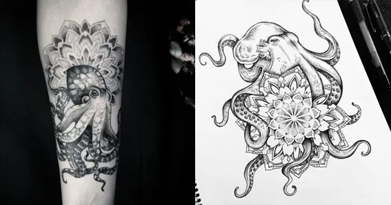 mandala octopus tattoo