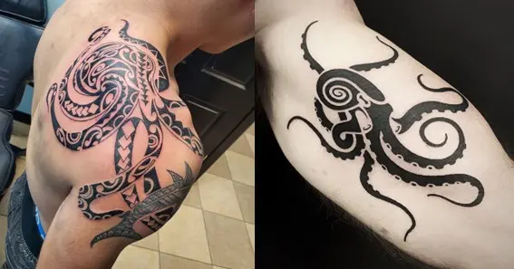 tribal octopus tattoo